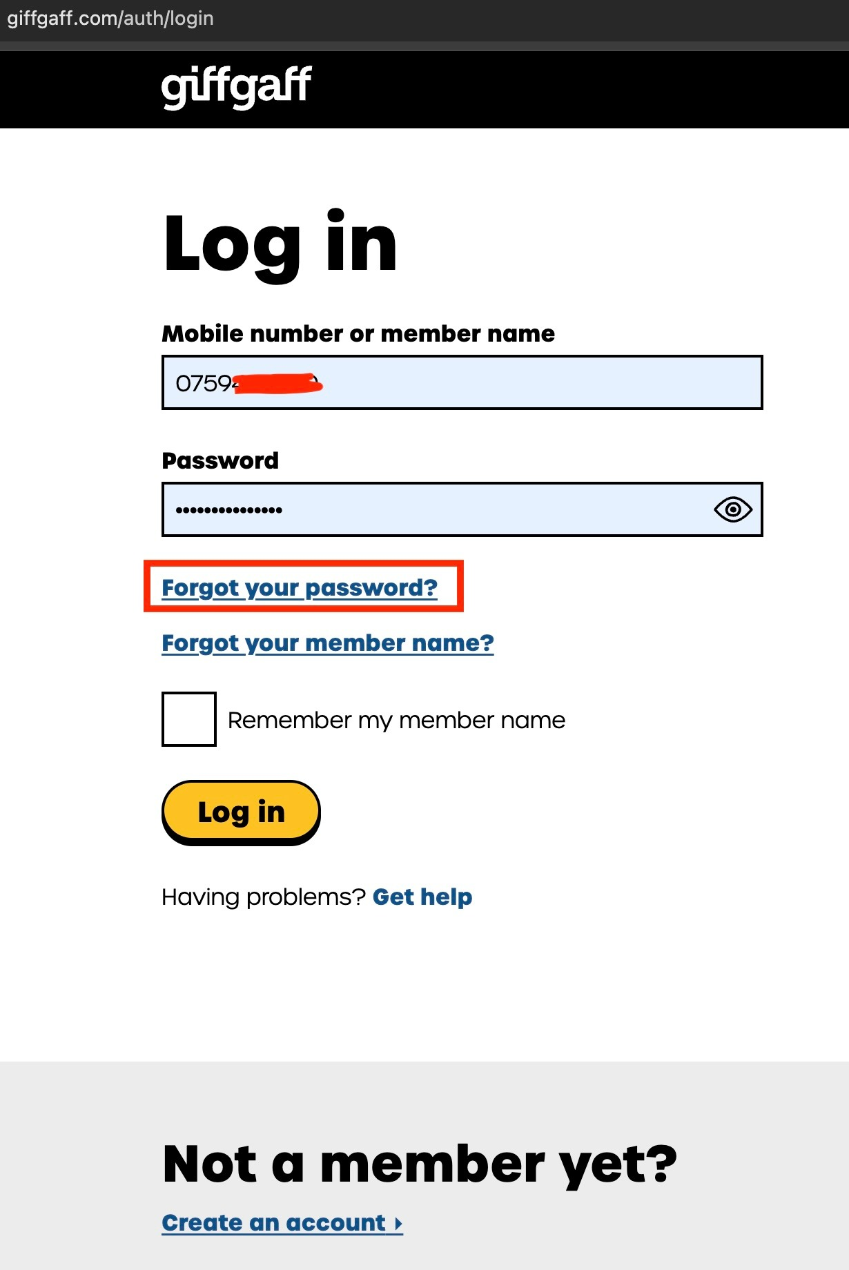 点击忘记你的密码