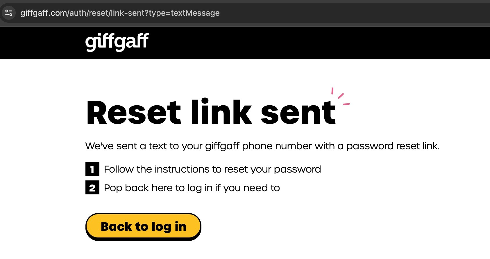 发送重置链接成功提示