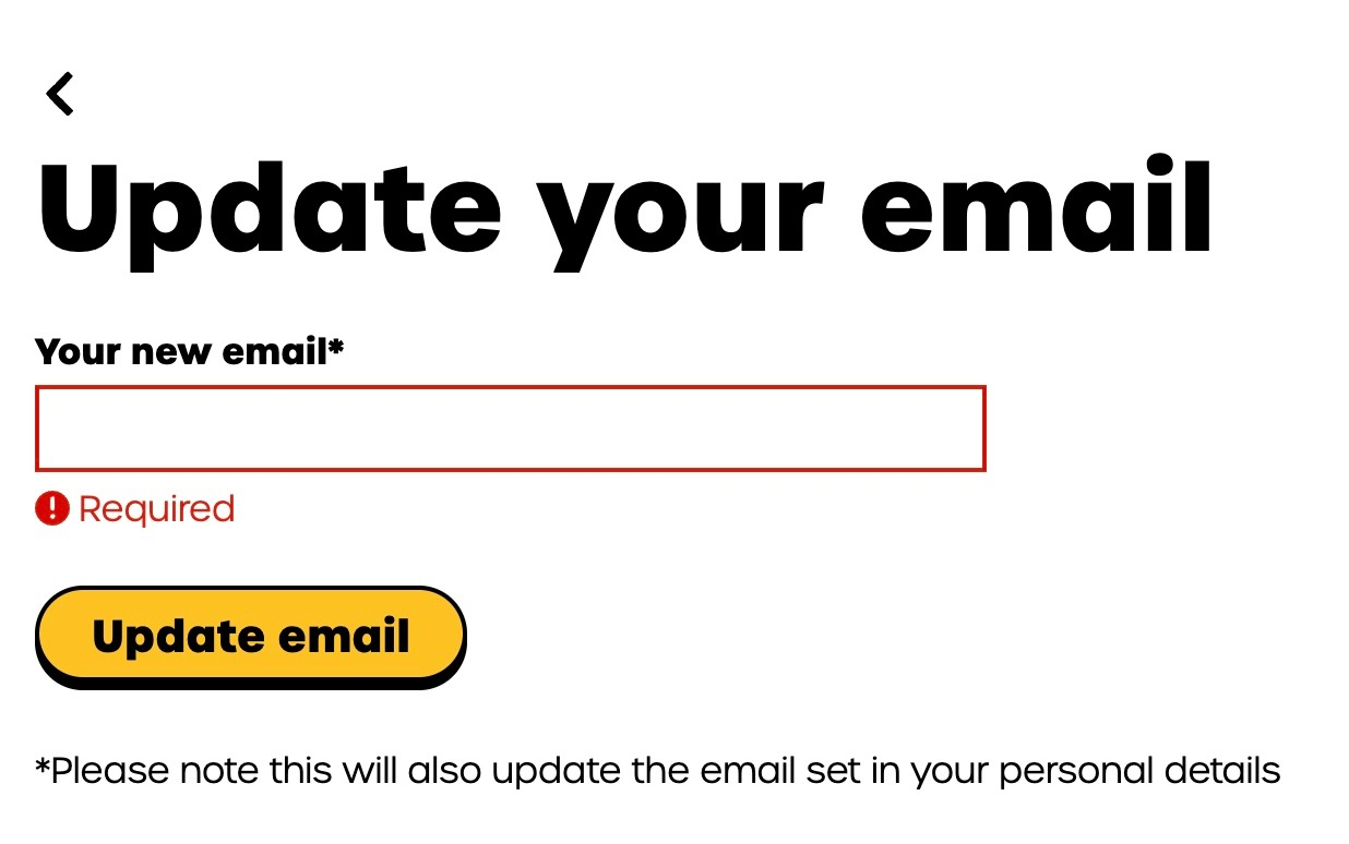 输入新的邮箱地址并更新