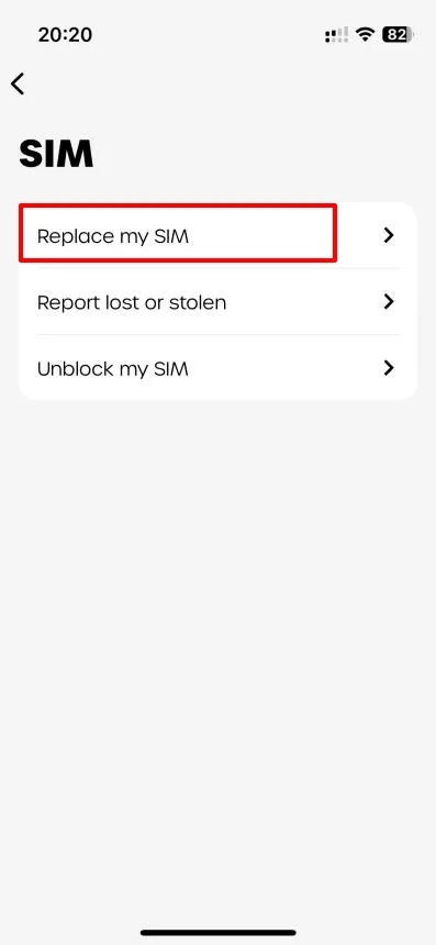 Replace my SIM